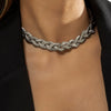 Simple Geometric Electroplated Iron Snake Bone Chain Necklace Minimal Woven Metal Clavicle Necklace