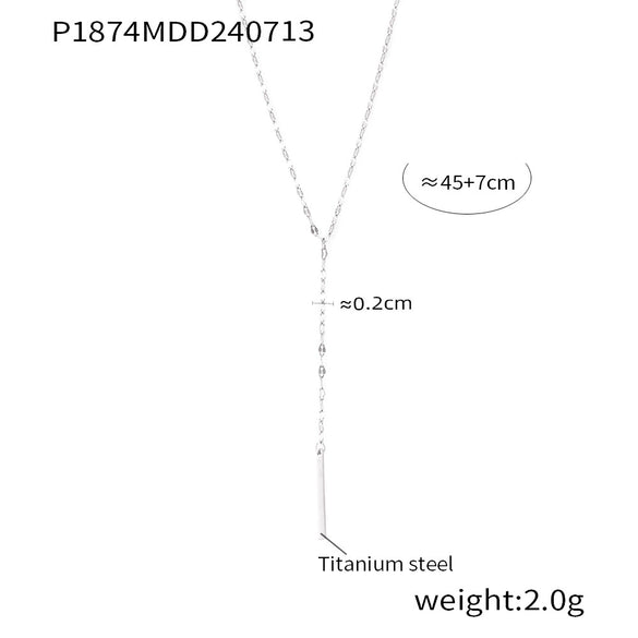 Simple Geometric Element Yshaped Tassel Ring Pendant Stackable Cold Style Titanium Steel Goldplated Neck Chain For Women