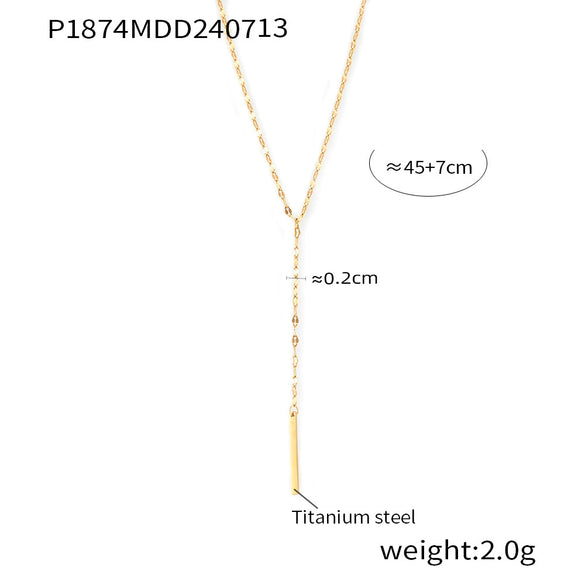 Simple Geometric Element Yshaped Tassel Ring Pendant Stackable Cold Style Titanium Steel Goldplated Neck Chain For Women