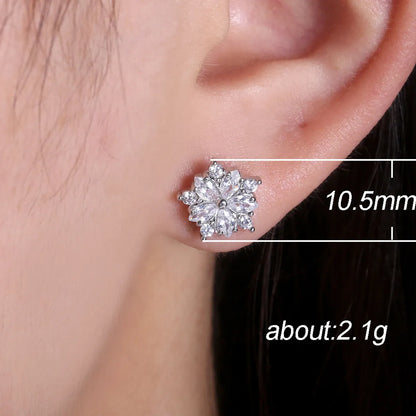 Simple Geometric Flower Shaped Inlaid Zircon Copper Earrings Wholesale