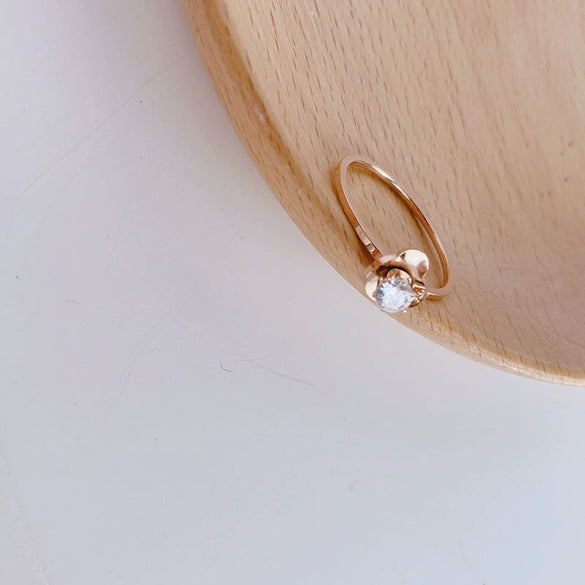 Simple Geometric Flower Stainless Steel Ring For Women Electroplated Minimalist Fashion Index Finger Jewelry