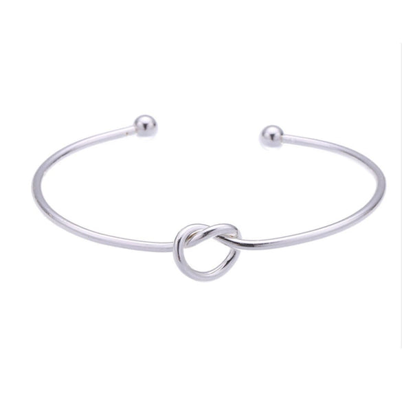 Simple Geometric Heart Knot Open Metal Bracelet With Electroplated Finish Fashion Jewelry