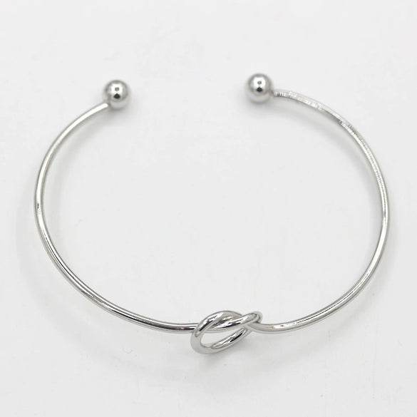 Simple Geometric Knotted Alloy Open Bracelet Electroplated Unisex Fashion Bangle For Men And Women