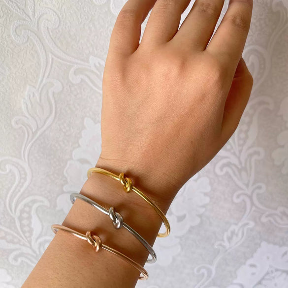 Simple Geometric Knotted Alloy Open Bracelet Electroplated Unisex Fashion Bangle For Men And Women