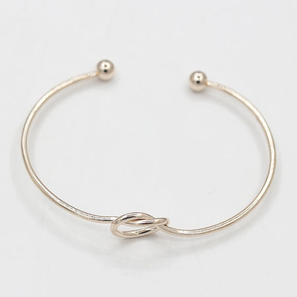 Simple Geometric Knotted Alloy Open Bracelet Electroplated Unisex Fashion Bangle For Men And Women
