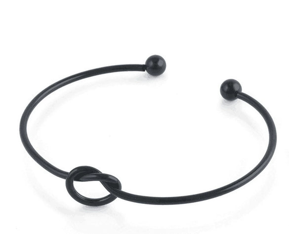 Simple Geometric Love Knot Open Metal Bracelet With Electroplated Finish Minimalist Unisex Cuff Bracelet