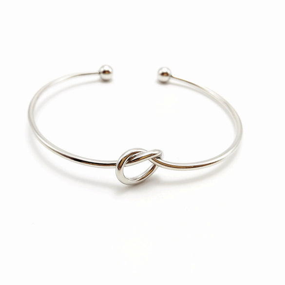 Simple Geometric Love Knot Open Metal Bracelet With Electroplated Finish Minimalist Unisex Cuff Bracelet