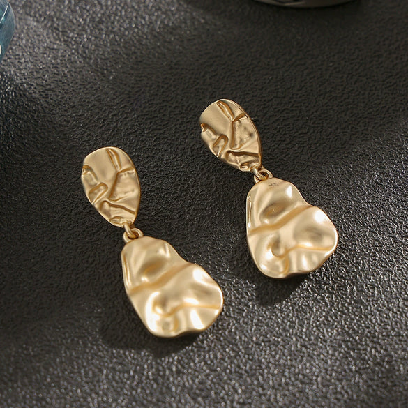 Simple Geometric Matte Metal Drop Earrings For Women Long Statement Dangle Earrings Wholesale