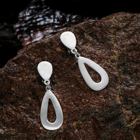 Simple Geometric Matte Metal Drop Earrings For Women Long Statement Dangle Earrings Wholesale