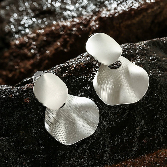 Simple Geometric Matte Metal Drop Earrings For Women Long Statement Dangle Earrings Wholesale
