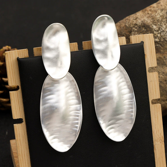 Simple Geometric Matte Metal Drop Earrings For Women Long Statement Dangle Earrings Wholesale
