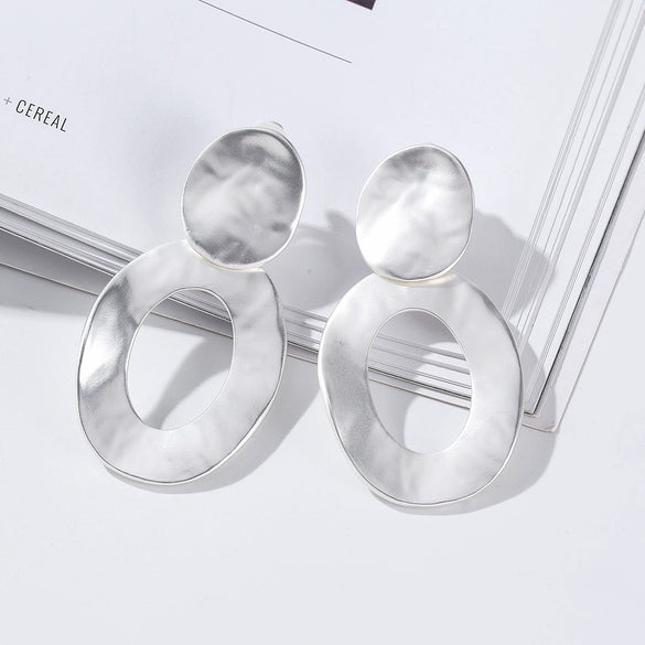 Simple Geometric Matte Metal Drop Earrings For Women Long Statement Dangle Earrings Wholesale