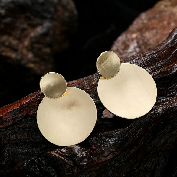 Simple Geometric Matte Metal Drop Earrings For Women Long Statement Dangle Earrings Wholesale
