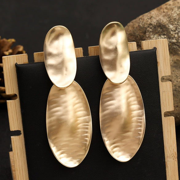 Simple Geometric Matte Metal Drop Earrings For Women Long Statement Dangle Earrings Wholesale