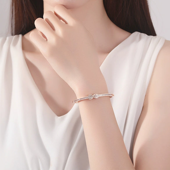 Simple Geometric Microinlaid Zircon Bracelet For Women Copper Fashion Jewelry With A Delicate Chain