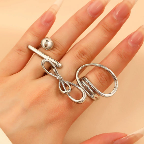 Simple Geometric Open Ring For Women Alloy Material With Electroplating Treatment