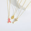 Simple Geometric Pattern Copper Mixed Gemstone Setting Electroplated Pendant Necklace For Women