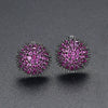 Simple Geometric Pointed Crystal Stud Earrings With Micro Inlaid Zircon Electroplated Copper Spherical Ear Jewelry
