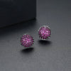 Simple Geometric Pointed Crystal Stud Earrings With Micro Inlaid Zircon Electroplated Copper Spherical Ear Jewelry