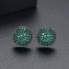 Simple Geometric Pointed Crystal Stud Earrings With Micro Inlaid Zircon Electroplated Copper Spherical Ear Jewelry