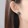 Simple Geometric Pointed Crystal Stud Earrings With Micro Inlaid Zircon Electroplated Copper Spherical Ear Jewelry