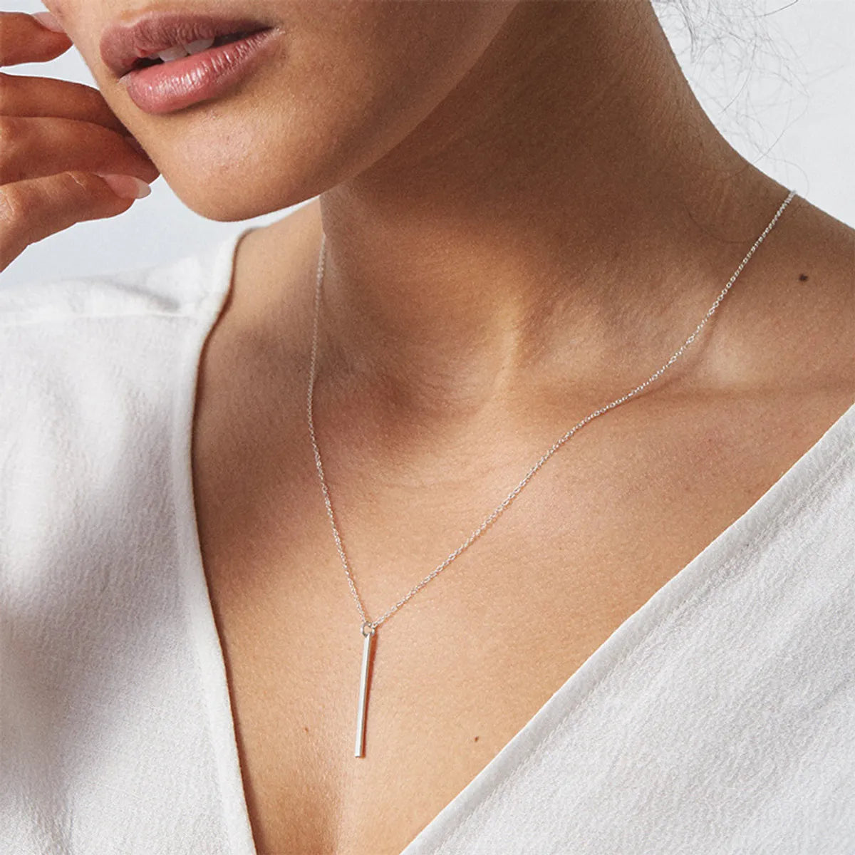 Simple Geometric Rectangular Stainless Steel Necklace