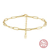 Simple Geometric S925 Sterling Silver Paper Clip Chain Anklet For Women