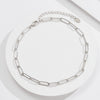 Simple Geometric S925 Sterling Silver Paper Clip Chain Anklet For Women