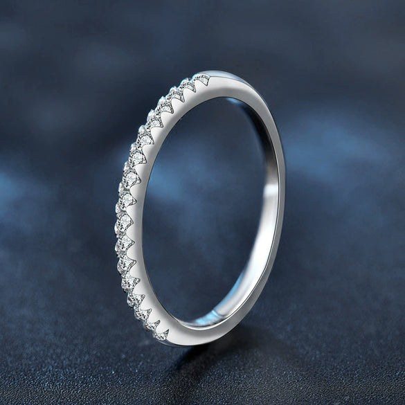 Simple Geometric 925 Silver Moissanite Women's Tail Ring With Fine Polishing And Diamond Treatment
