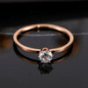 Simple Geometric Six Claw Single Stone Ring For Women Rose Gold Electroplated Titanium Steel Stainless Steel Band