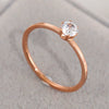 Simple Geometric Six Claw Single Stone Ring For Women Rose Gold Electroplated Titanium Steel Stainless Steel Band