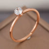 Simple Geometric Six Claw Single Stone Ring For Women Rose Gold Electroplated Titanium Steel Stainless Steel Band