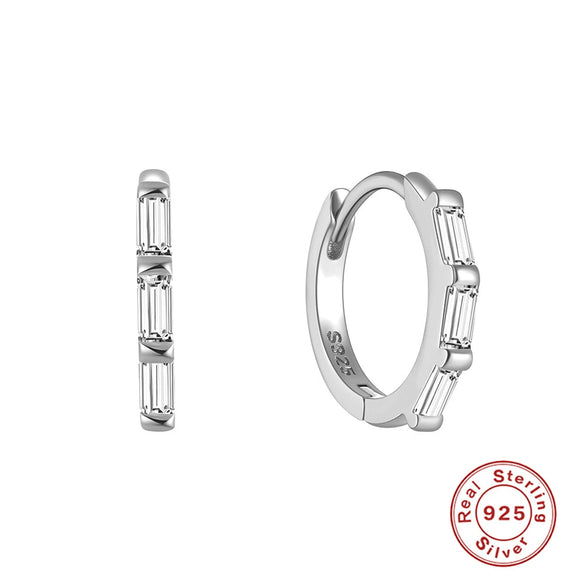 Simple Geometric Square S925 Sterling Silver Electroplated Earrings For Women