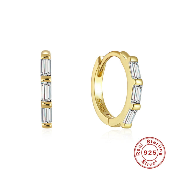Simple Geometric Square S925 Sterling Silver Electroplated Earrings For Women