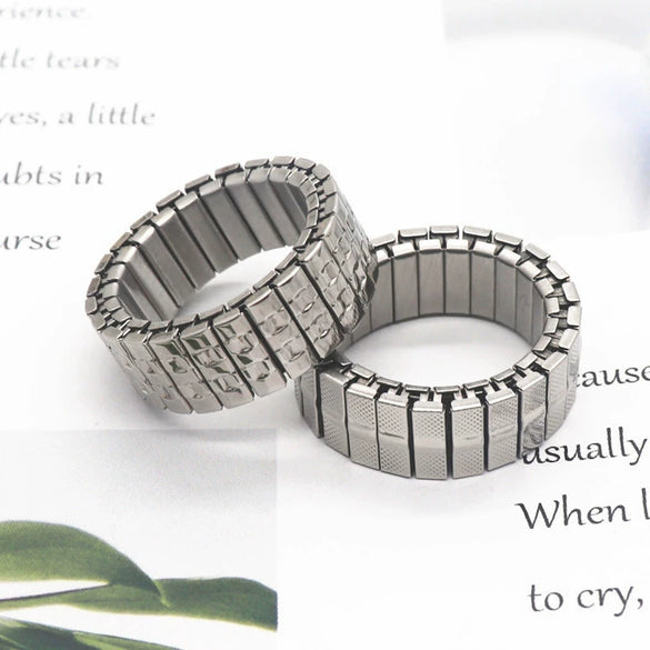 Simple Geometric Stainless Steel Adjustable Spring Ring With Electroplated Finish Unisex Fashion Jewelry