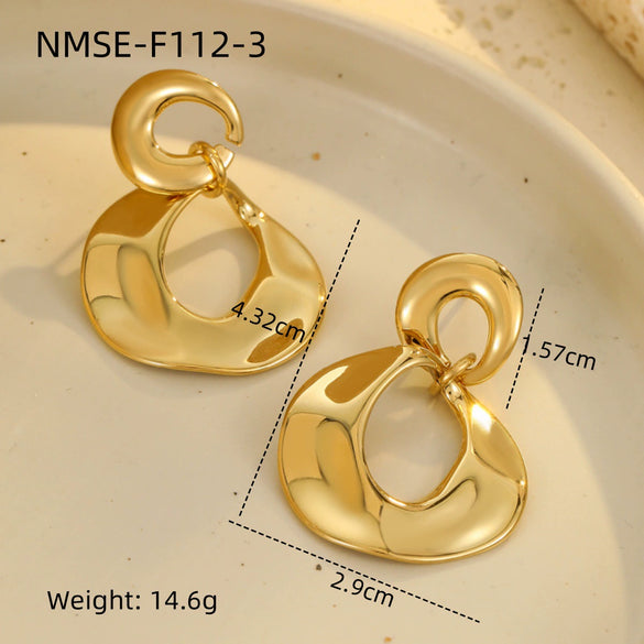 Simple Geometric Stainless Steel Earrings With Electroplating Fashion And Minimalist Style For Women