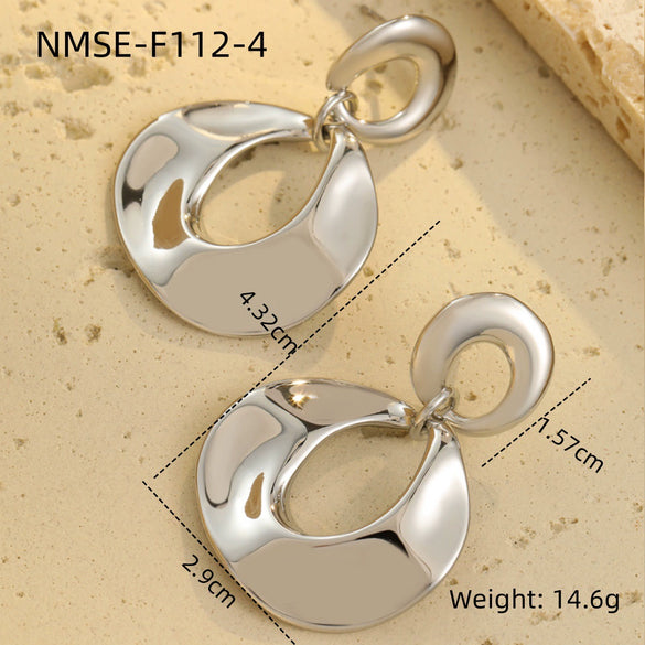 Simple Geometric Stainless Steel Earrings With Electroplating Fashion And Minimalist Style For Women