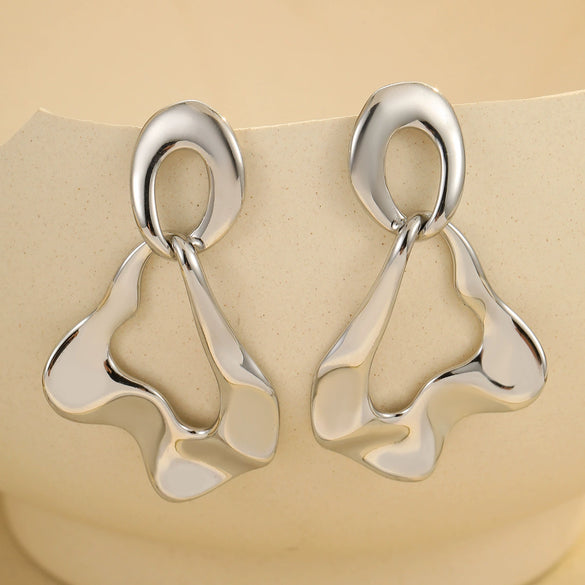 Simple Geometric Stainless Steel Earrings With Electroplating Fashion And Minimalist Style For Women