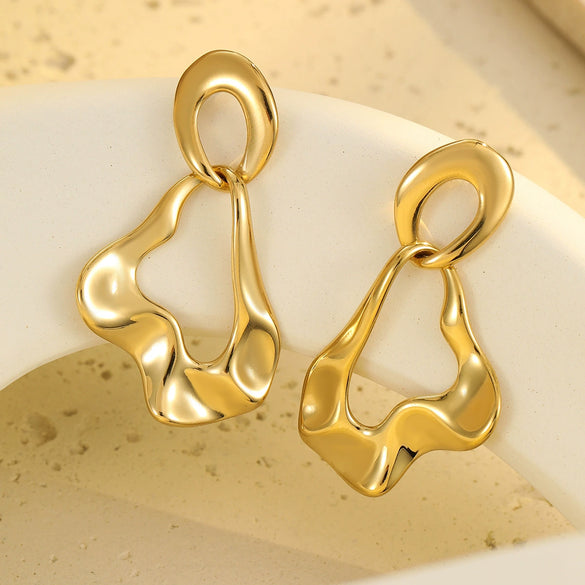 Simple Geometric Stainless Steel Earrings With Electroplating Fashion And Minimalist Style For Women
