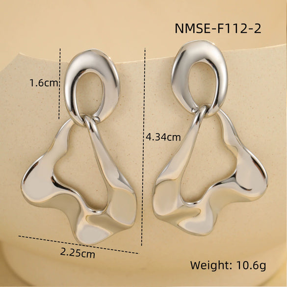 Simple Geometric Stainless Steel Earrings With Electroplating Fashion And Minimalist Style For Women