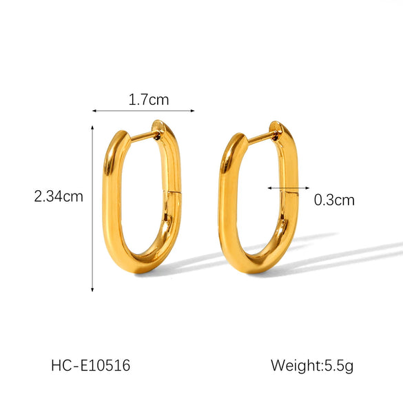 Simple Geometric Stainless Steel Goldplated Earrings For Women