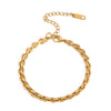 Simple Geometric Stainless Steel Side Chain Necklace Bracelet Anklet Suit With Pvd Furnace Vacuum Real Gold Plating