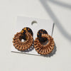 Simple Geometric Straw Bamboo Rattan Earrings With Wood And Leopard Print Acrylic Handcrafted Epoxy Dangle Earrings For Girls