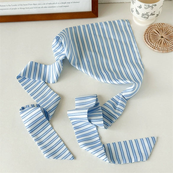 Simple Geometric Striped Fabric Triangle Scarf Headwear For Women
