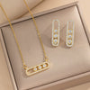 Simple Geometric Titanium Steel Necklace For Women With Zircon Light Luxury Niche Design Vacuum Furnace Electroplated For Allergy Prevention And Color Retention
