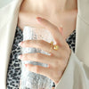 Simple Geometric Stainless Steel Open Ring With Steel Ball Design And Electroplated Finish For Women
