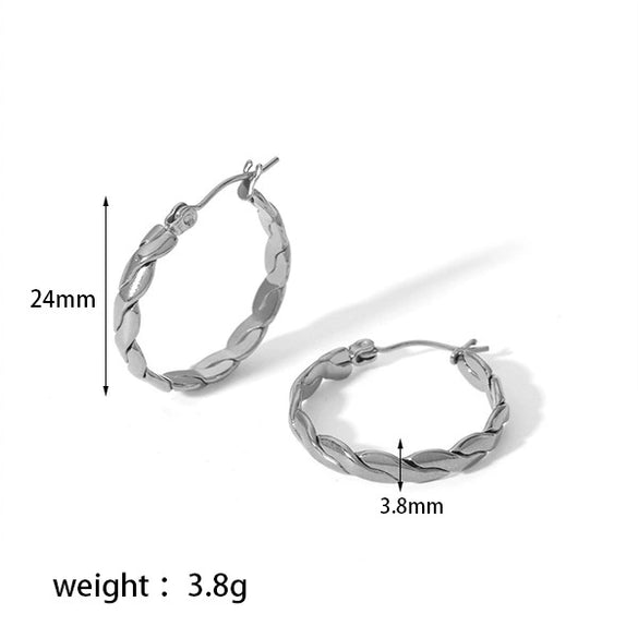 Simple Geometric Twist Ctype Stainless Steel Electroplated Earrings For Women