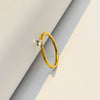Simple Geometric Zircon Decorative Titanium Steel Ring For Women Rose Gold Electroplated Fadeless Fashion Index Finger Ring