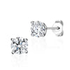 Simple Geometric Zircon Earrings S925 Sterling Silver Four Claws Inlaid For Men And Women