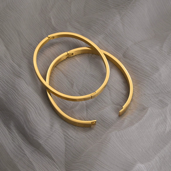 Simple Glossy Buckle Bracelet Stainless Steel Goldplated Electroplating